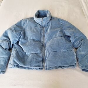 Brandy Melville John Galt Sky Blue Quilted Corduroy Puffer Coat Jacket